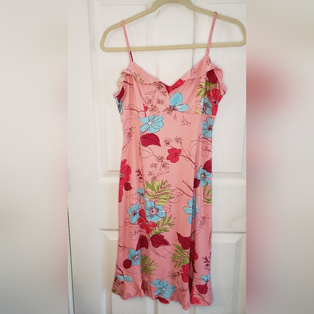VOL 1 Pink Floral Spaghetti Strap Dress